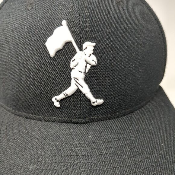 Baseballism Fitted Hat Black 7 1/2 Embroidered Logo Solid 6 Panel - Picture 3 of 9